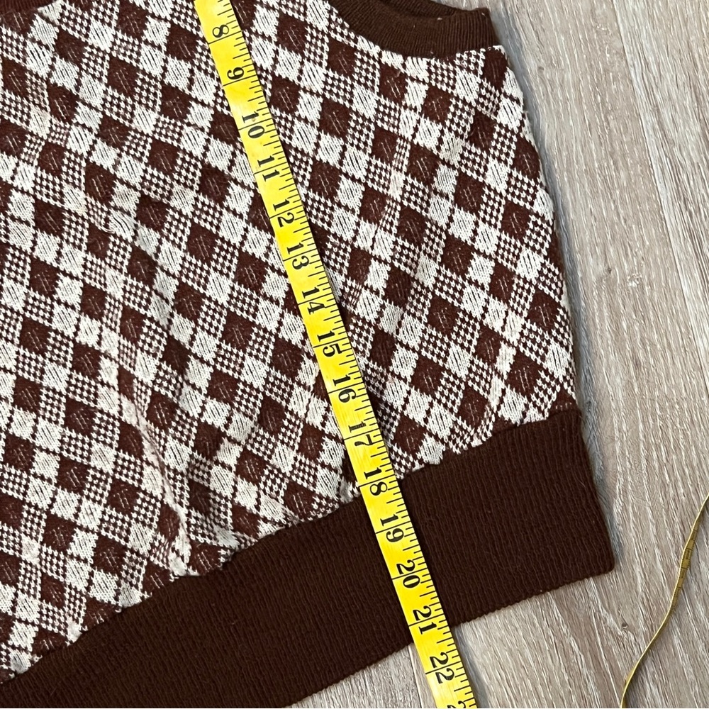 Vintage Sweater Vest Brown Basket Weave Fashion Knits Academia - Picture 10 of 10